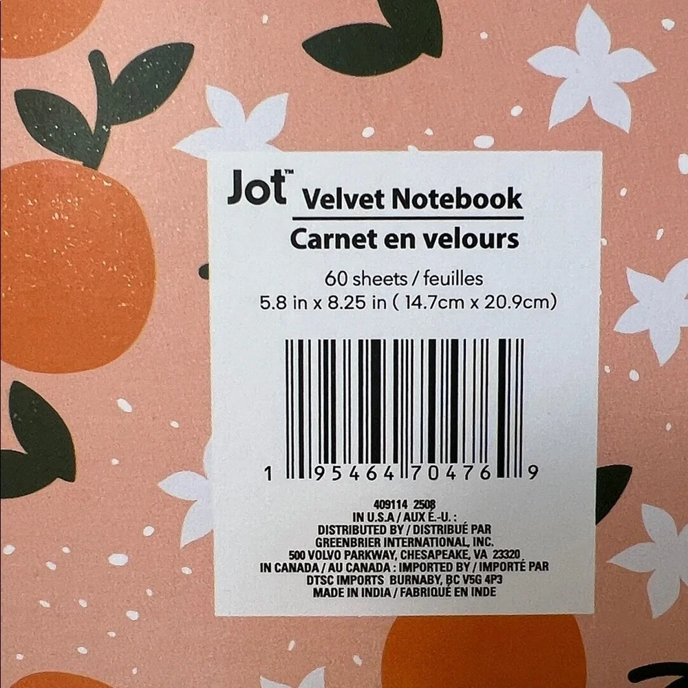 Orange and White Decorative Notebook NWT